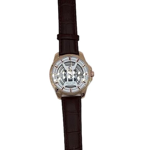 Deus Skeleton Edition Leather Band Watch in Brown - Picture 1 of 7